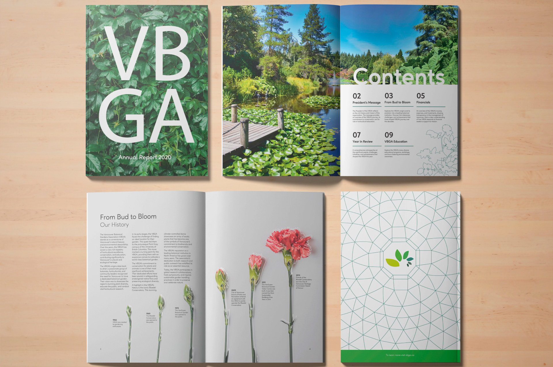 Vancouver Botanical Garden Association annual report mockup preview
